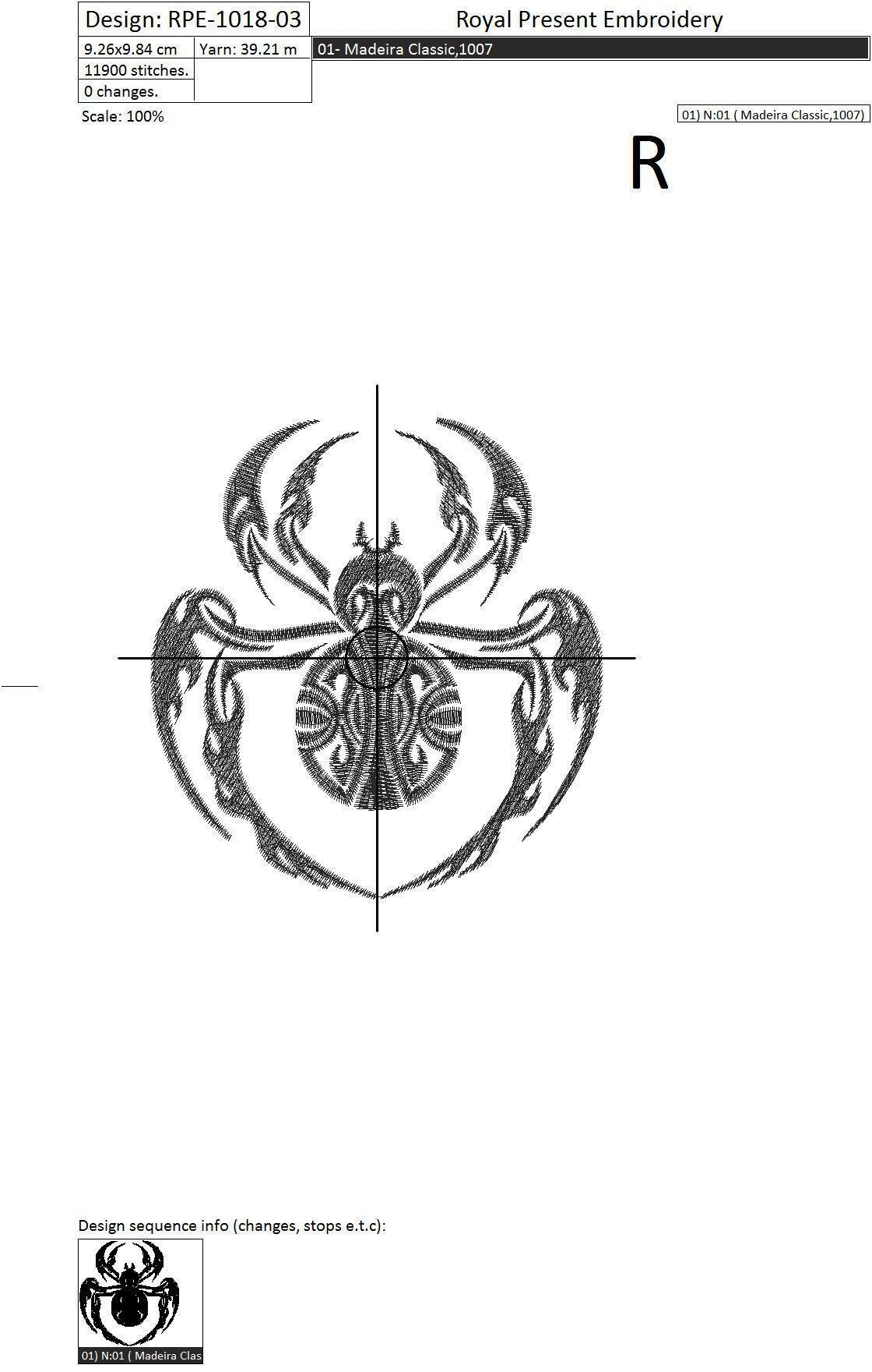 Machine Embroidery Design The stylized spider - 4 sizes