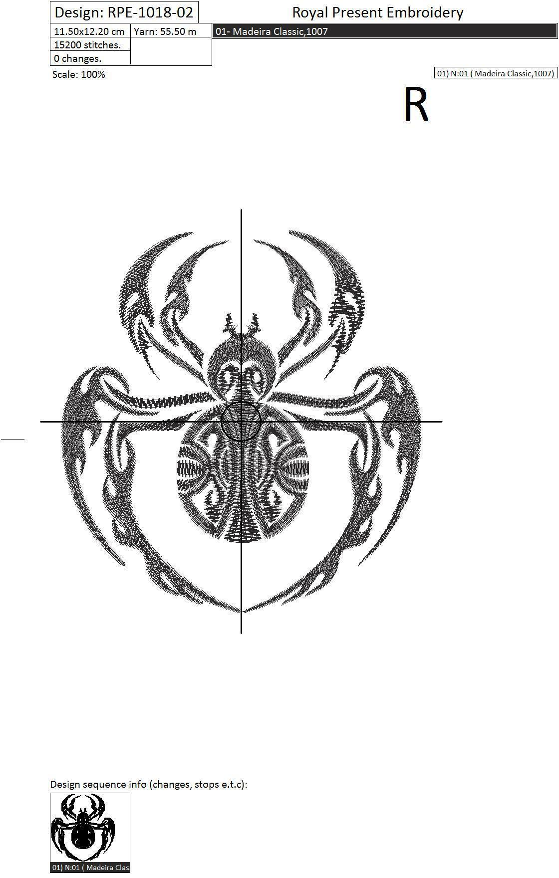 Machine Embroidery Design The stylized spider - 4 sizes