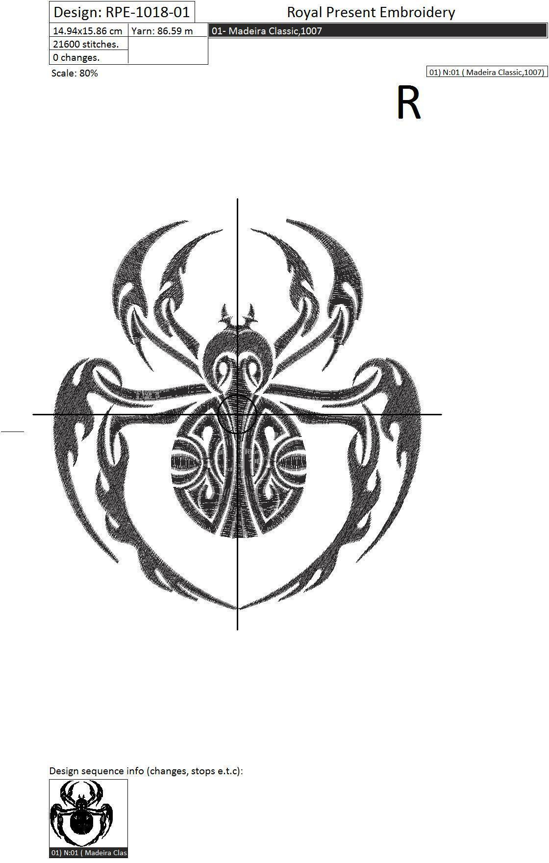 Machine Embroidery Design The stylized spider - 4 sizes