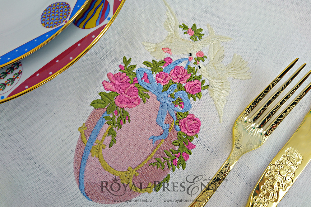Machine Embroidery Design Doves & Easter egg