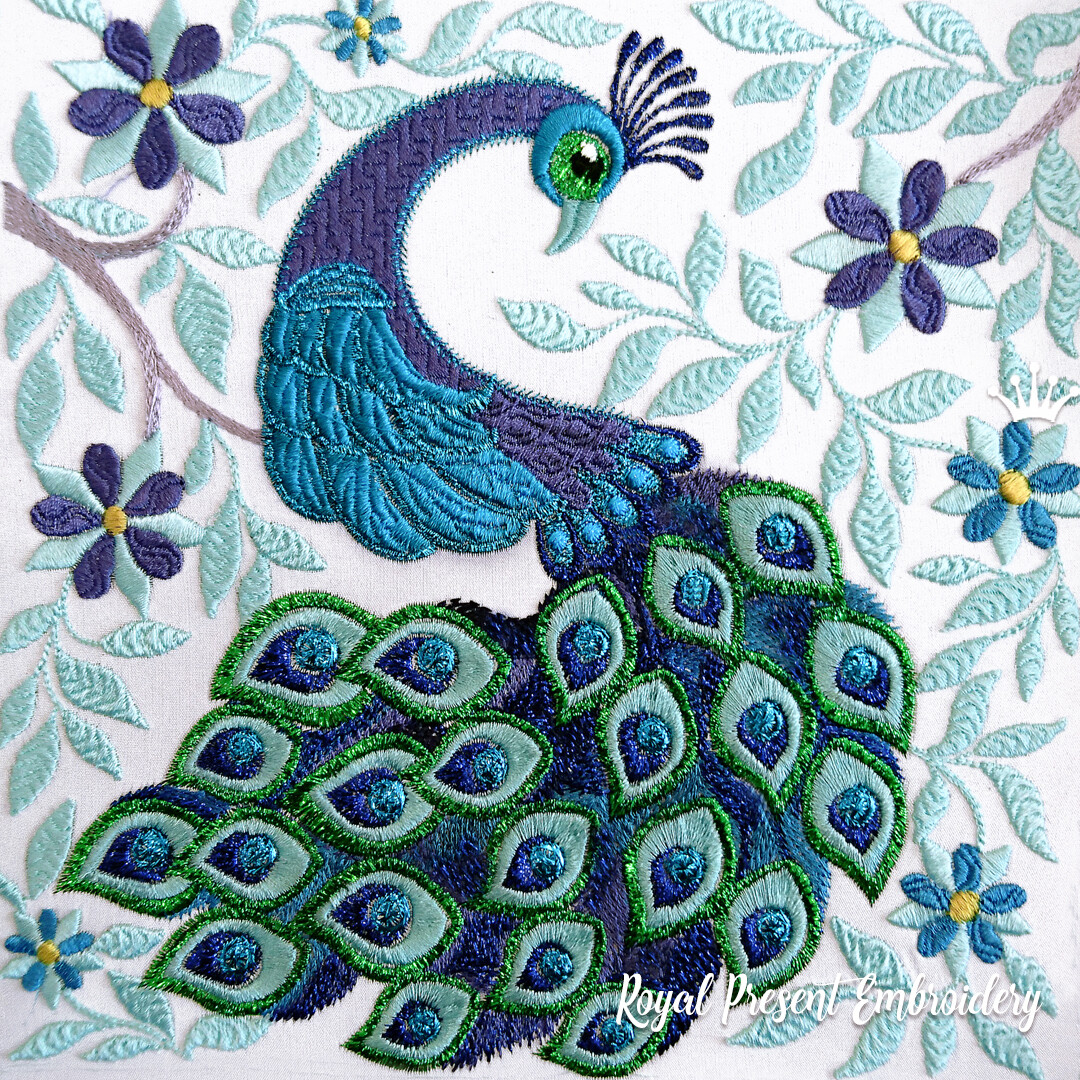 Machine Embroidery Design Beautiful Peacock 4 Sizes