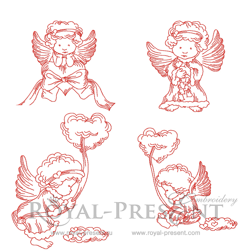 Machine Embroidery Designs - St. Valentine´s Angels RPE-694