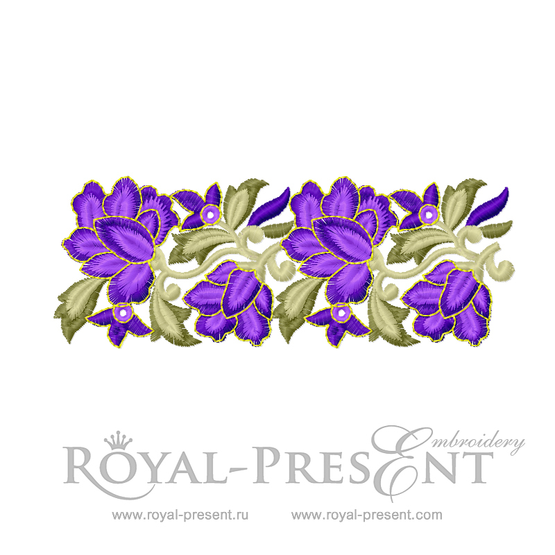 Machine Embroidery Design Purple floral border