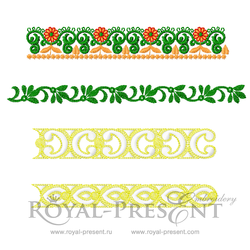 Machine Embroidery Designs Floral Borders - 4 in 1 RPE-764