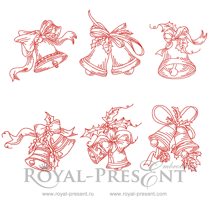 Machine Embroidery Designs - Six christmas bells RPE-693