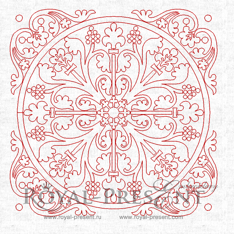 Machine Embroidery Design - Marquetry ornamental pattern (3 in 1) RPE-304