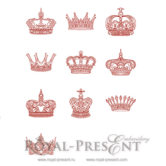 Machine Embroidery Designs King Crowns Set RDL-007