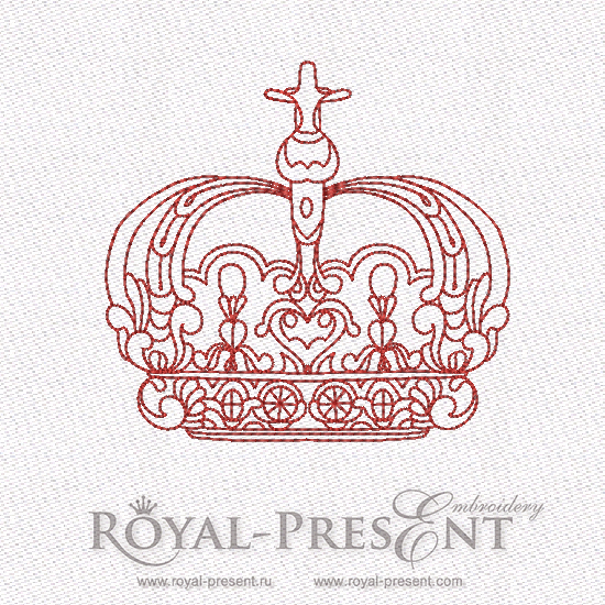 Red work King Crown Machine Embroidery Design