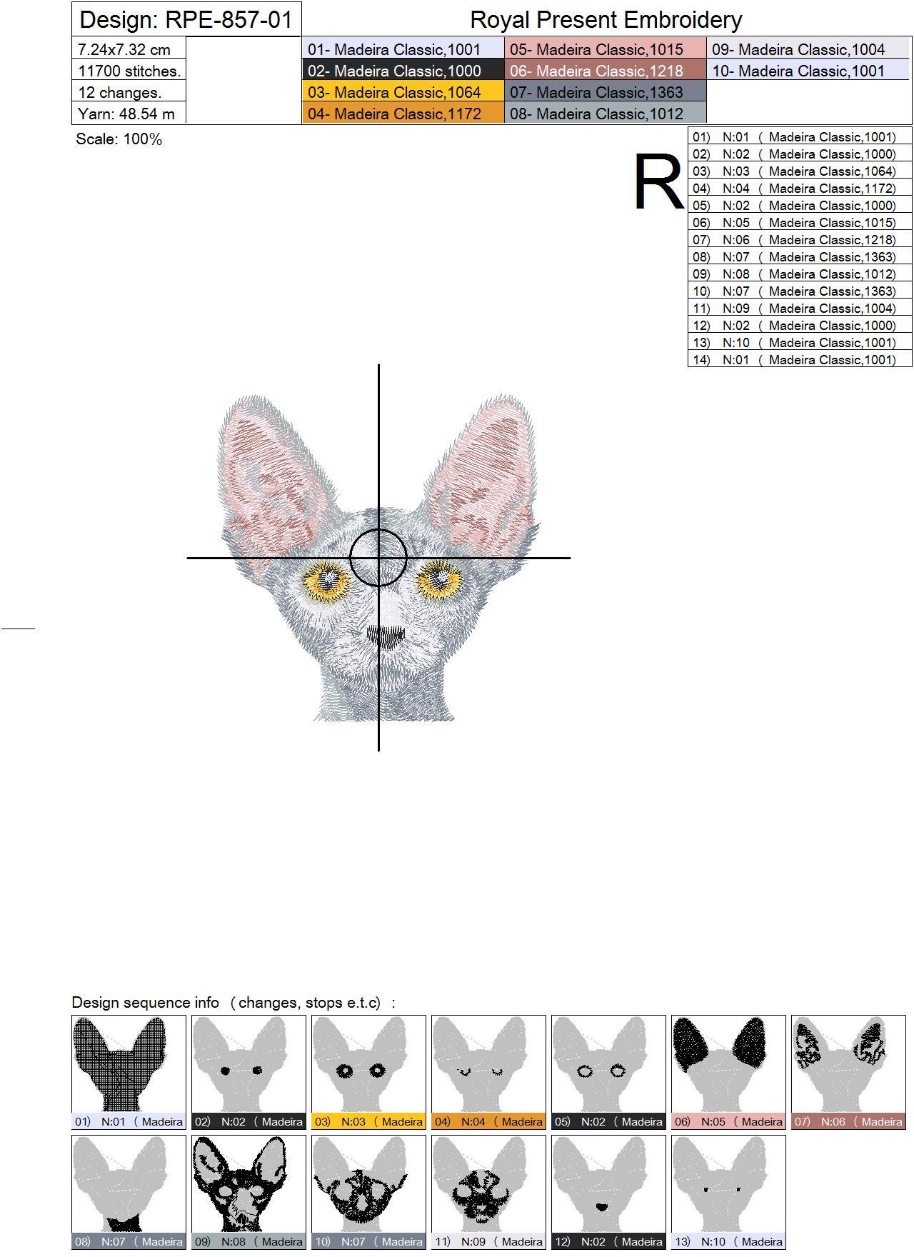 Machine Embroidery Design - Pocket Cat - Sphynx
