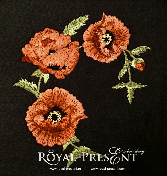 Machine Embroidery Design Poppies RPE-431