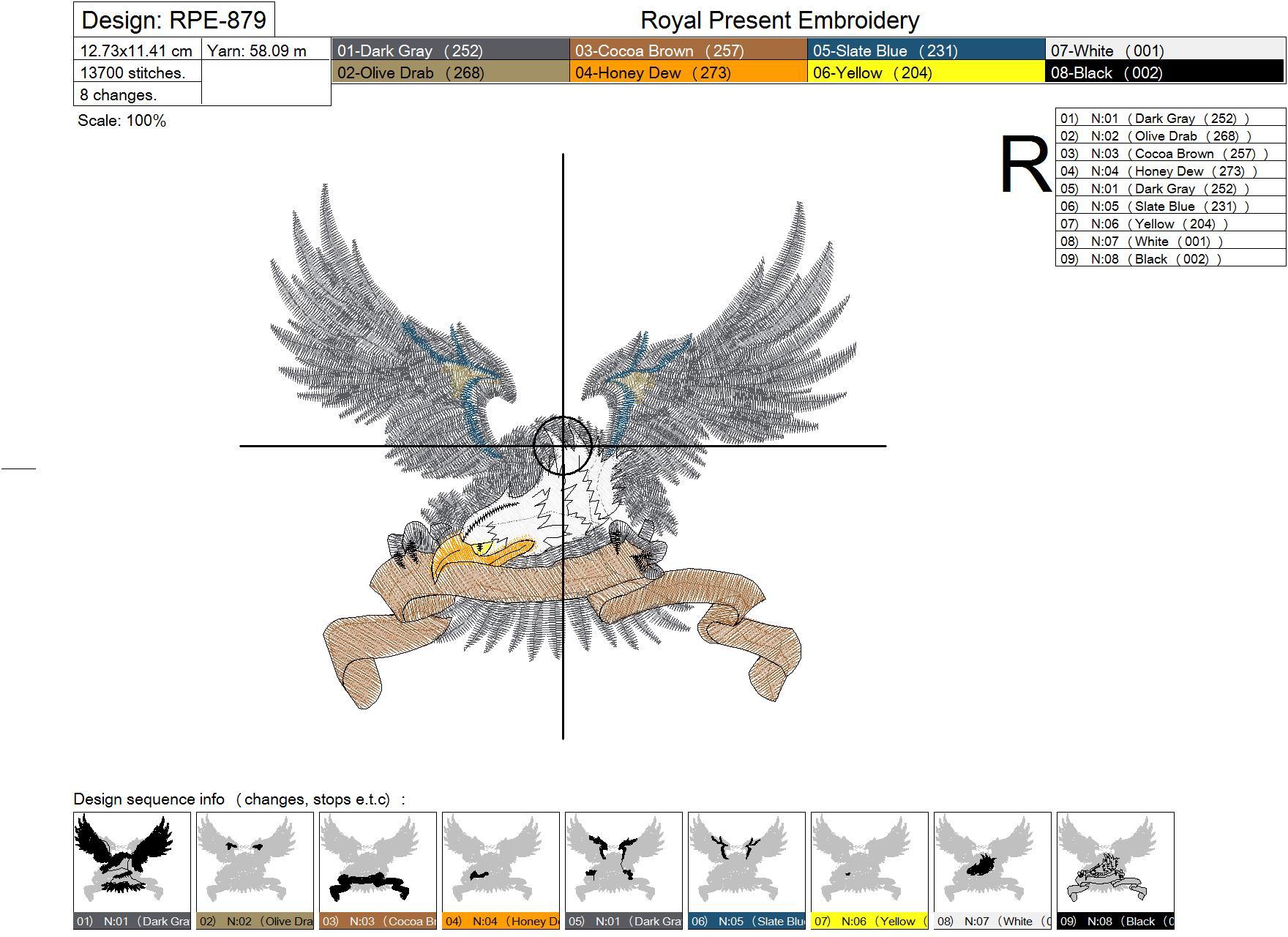 Machine Embroidery Design Eagle - 2 sizes