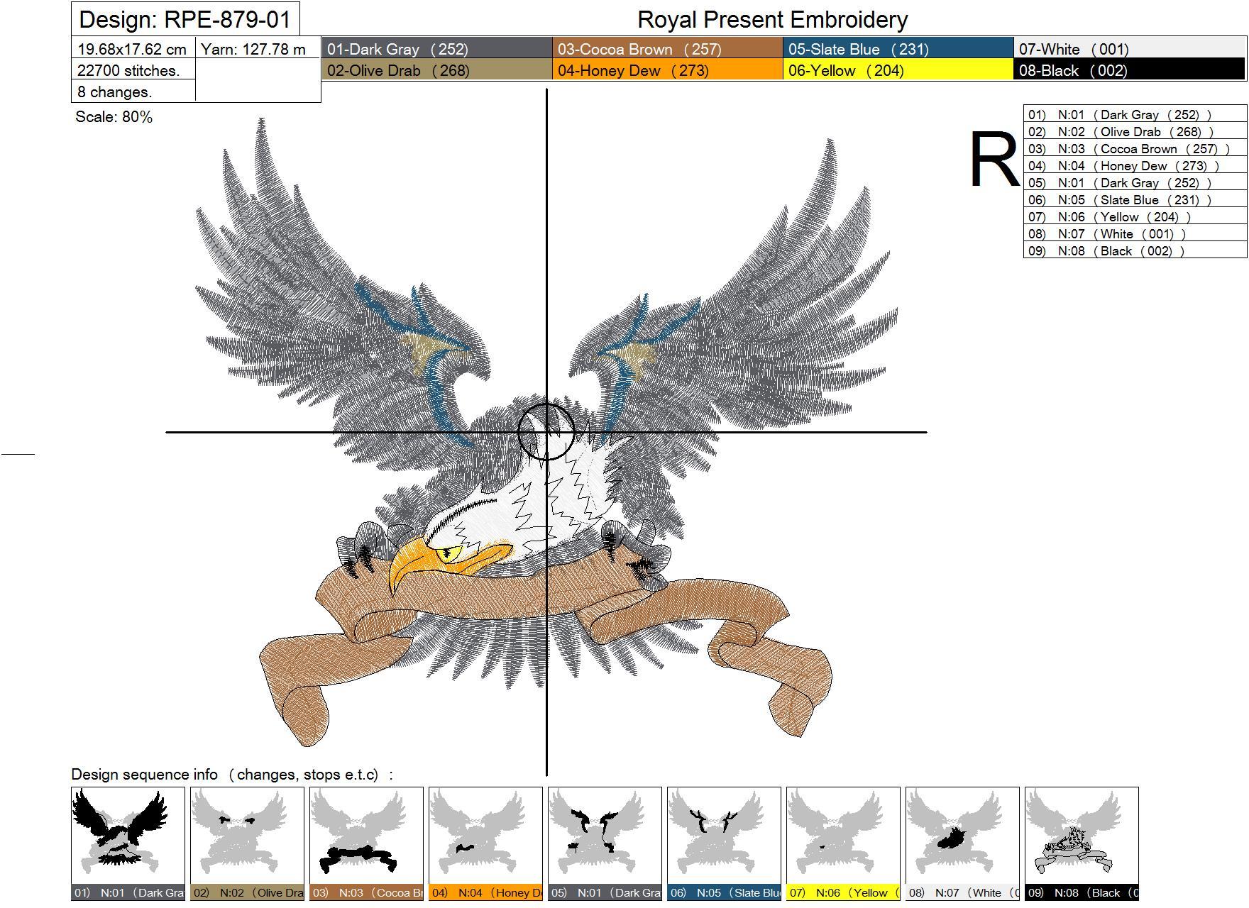 Machine Embroidery Design Eagle - 2 sizes