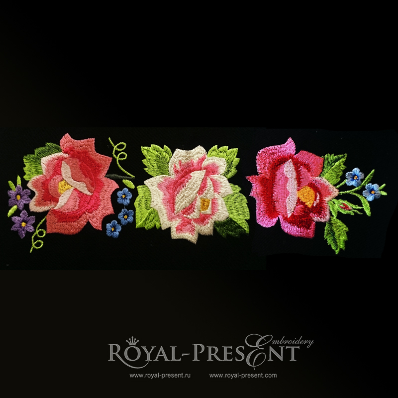 Set of Machine Embroidery Designs Polish Folk roses