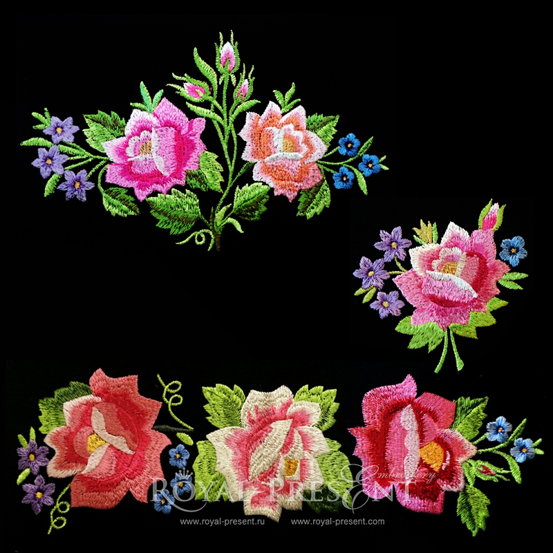 Set of Machine Embroidery Designs Polish Folk roses
