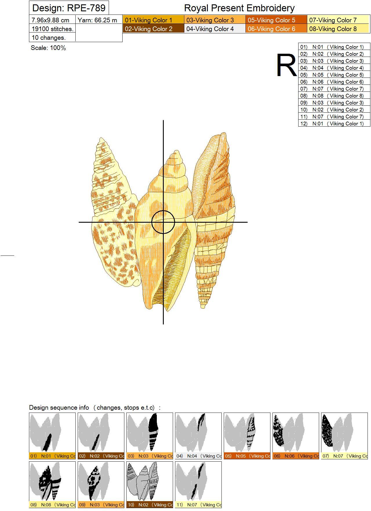 Machine Embroidery Design - Shells