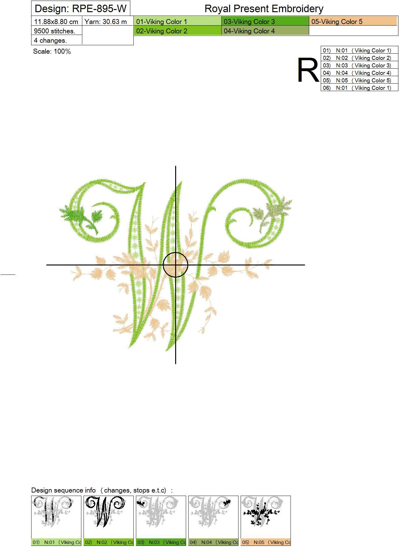 Machine Embroidery Design - Monogram W