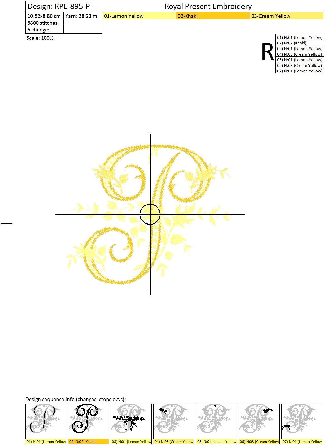 Machine Embroidery Design Monogram P