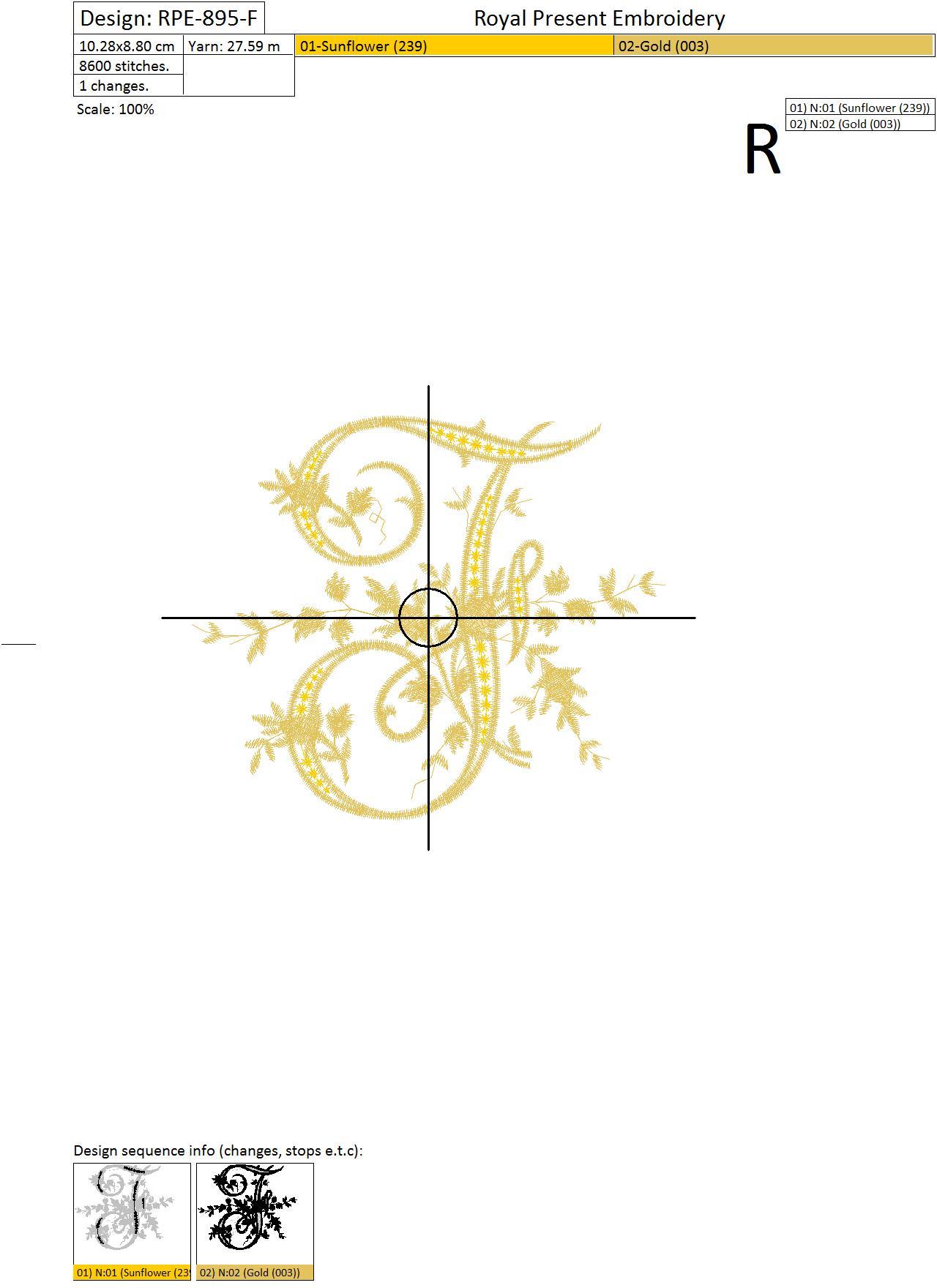 Machine Embroidery Design - Monogram F