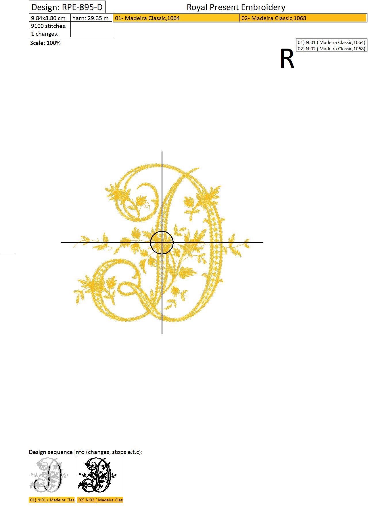 Machine Embroidery Design - Monogram D