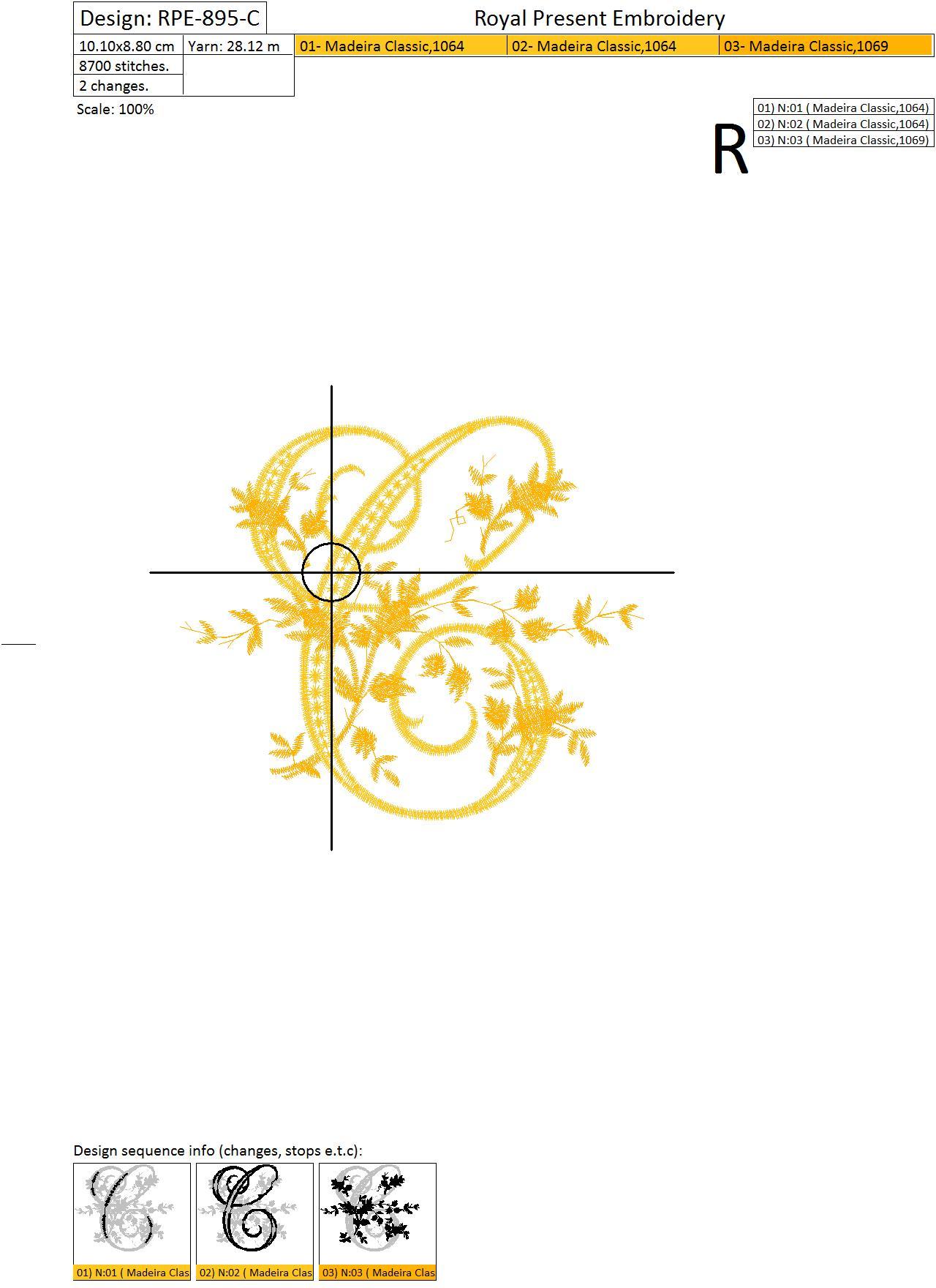 Machine Embroidery Design - Monogram C