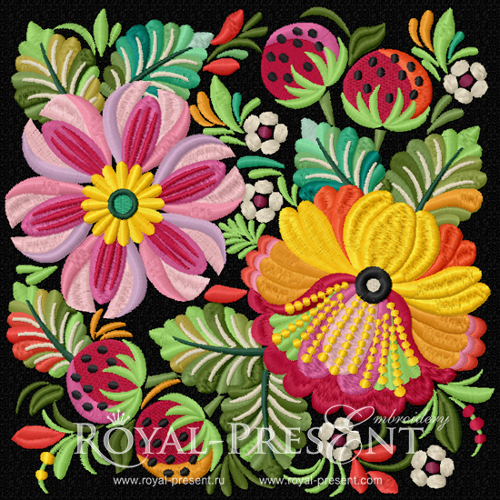 Machine Embroidery Design Petrykivka painting RPE-910