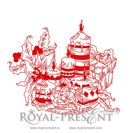 Machine Embroidery Design - Beautiful Christmas Candles #3 RPE-936-03