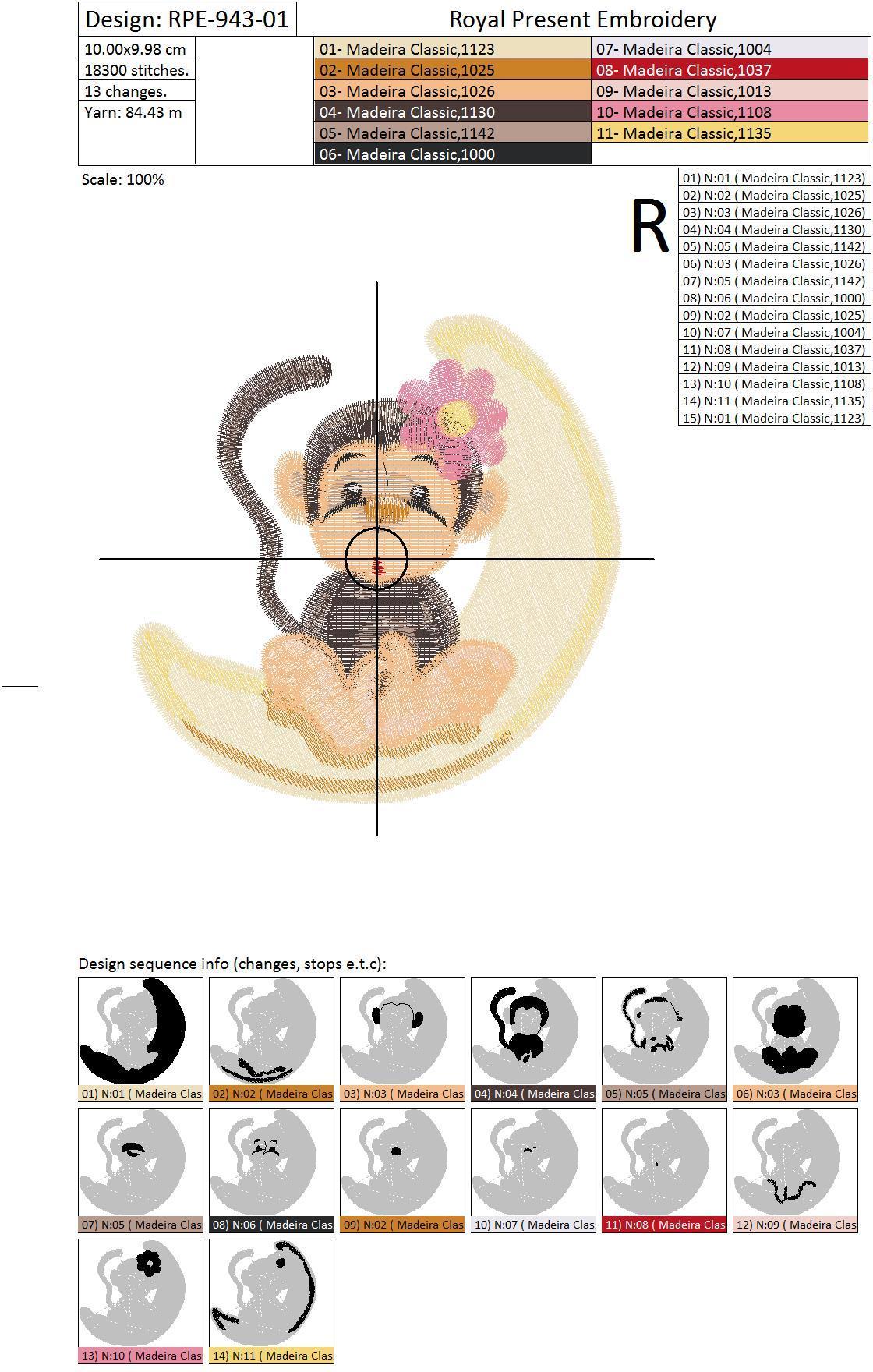 Machine Embroidery Designs Lovers Monkeys on a moon and star - 2 in 1