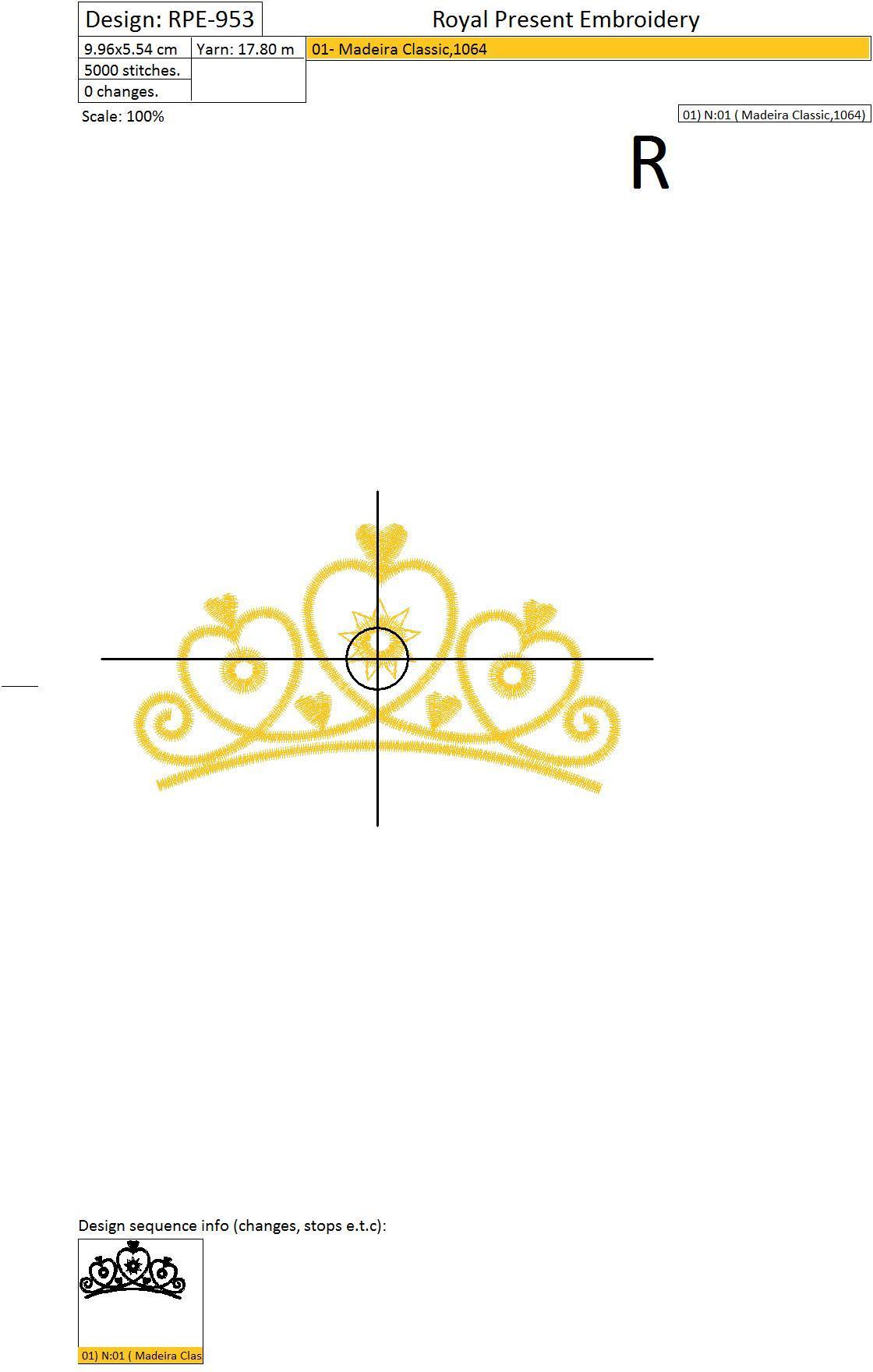 Machine Embroidery Design Tiara Princess
