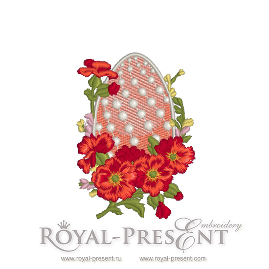 Machine Embroidery Design Easter egg with mallow