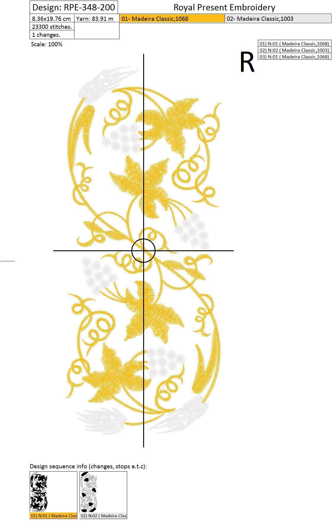 Machine Embroidery Design Gold branch grapes and wheat - 4 sizes