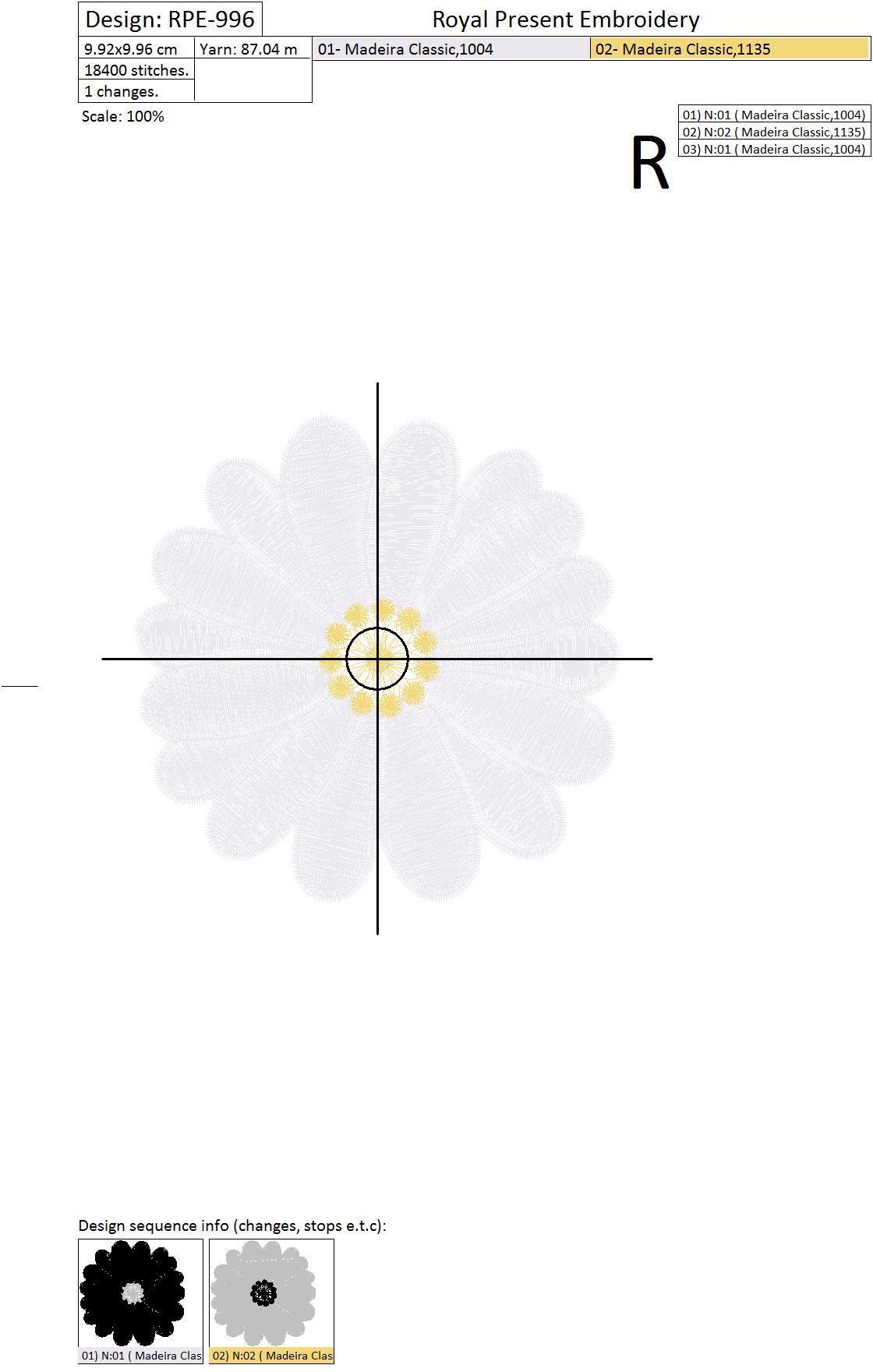 Machine Embroidery Design Daisy - 3 sizes