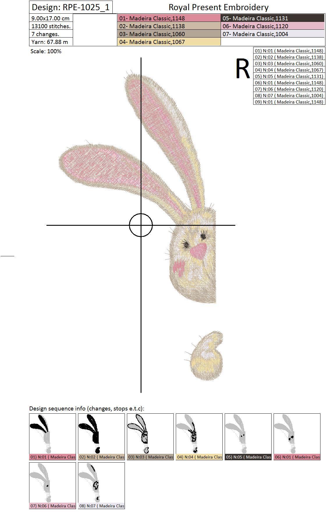 Machine Embroidery Design Rabbit - 2 sizes