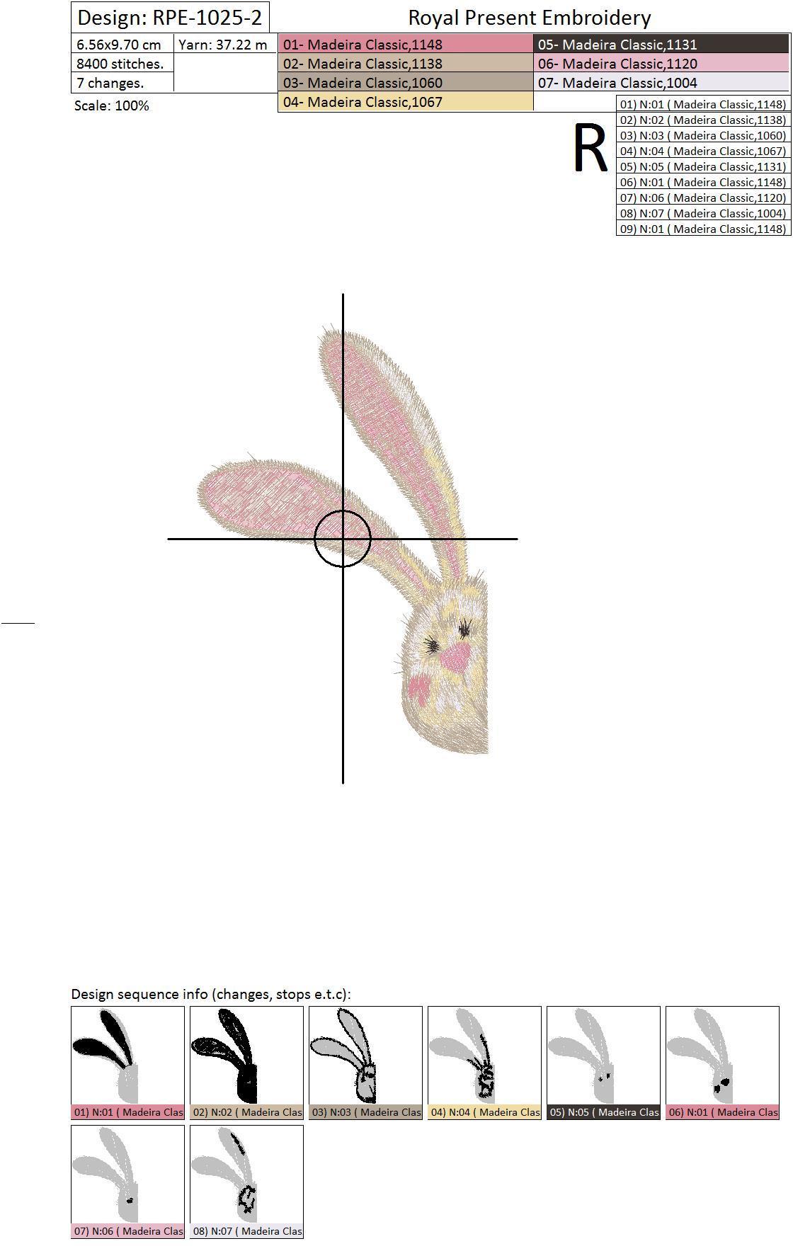 Machine Embroidery Design Rabbit - 2 sizes