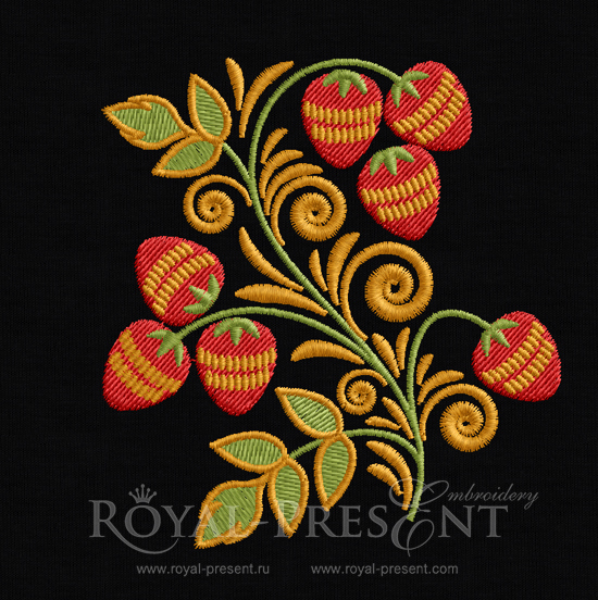 Machine Embroidery Design Folk Strawberries