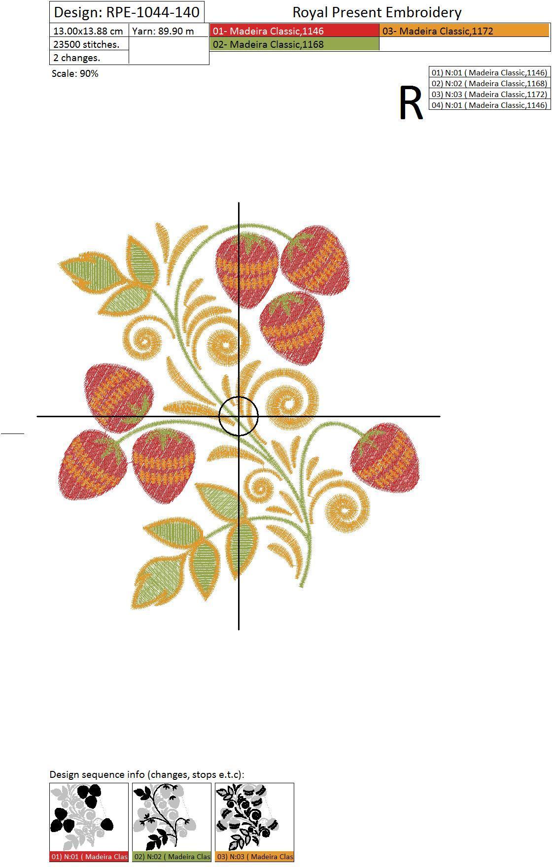 Machine Embroidery Design Folk Strawberries