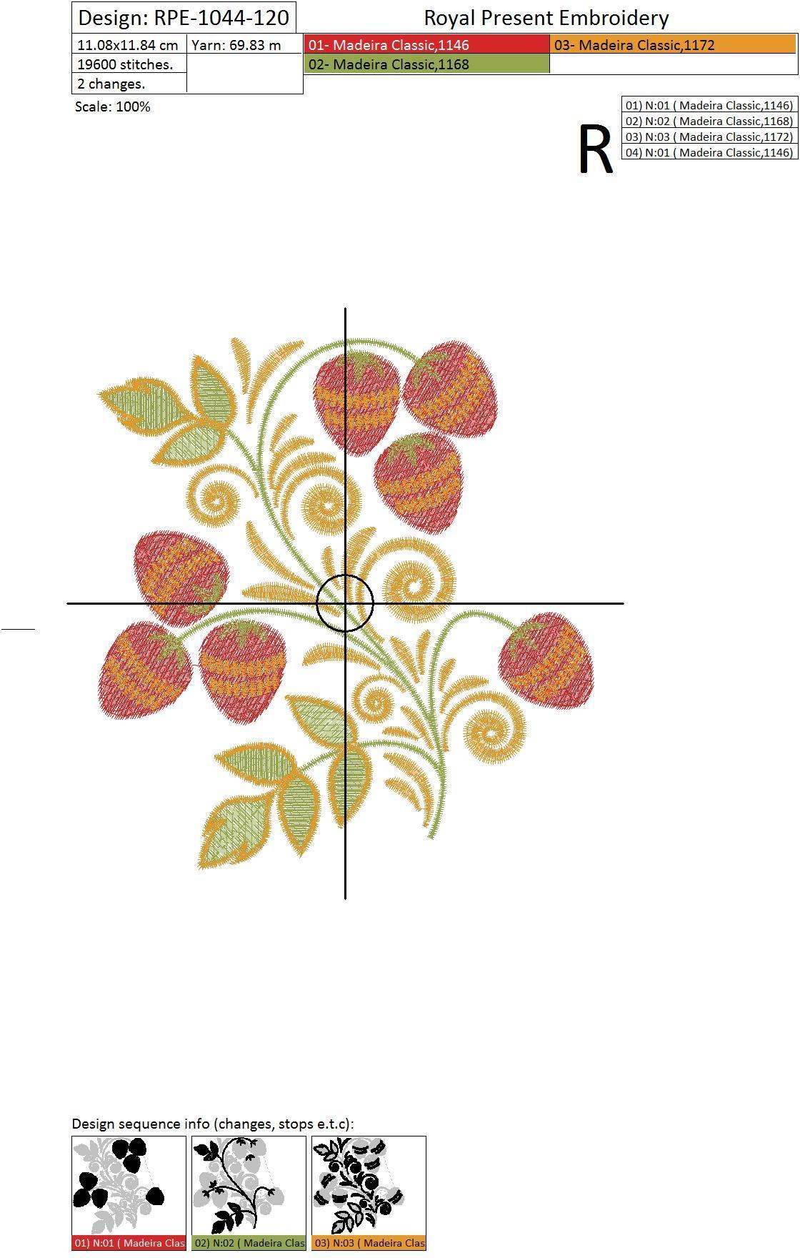 Machine Embroidery Design Folk Strawberries