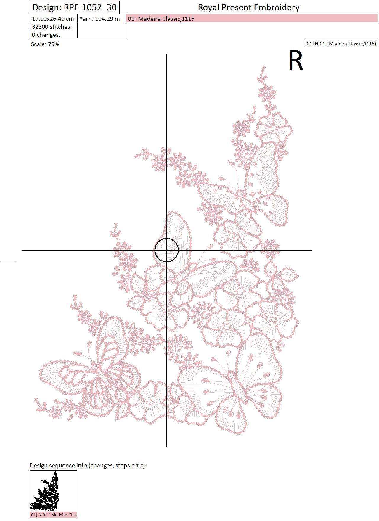 Machine Embroidery Design Pink butterflies - 3 sizes