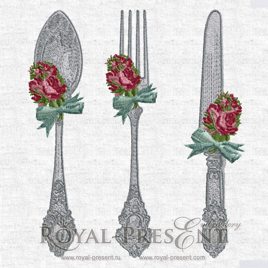 Machine embroidery designs Vintage Cutlery - 3 in 1
