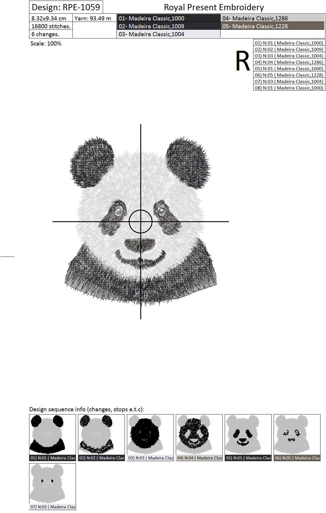 Machine Embroidery Design Pocket Panda