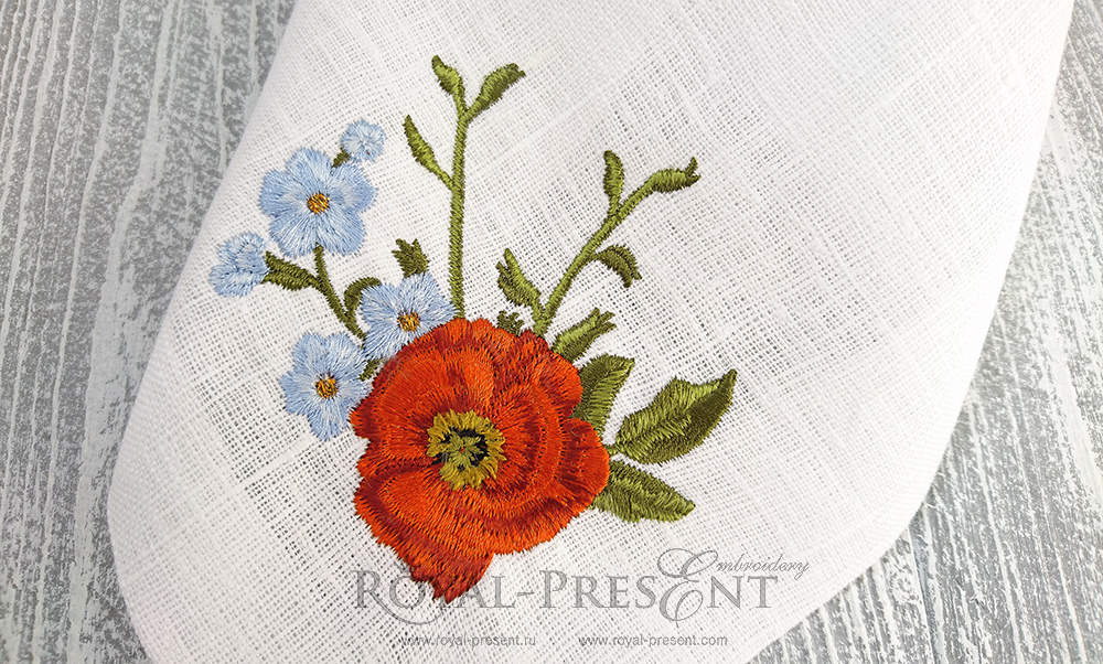 Machine Embroidery Design Red Poppy