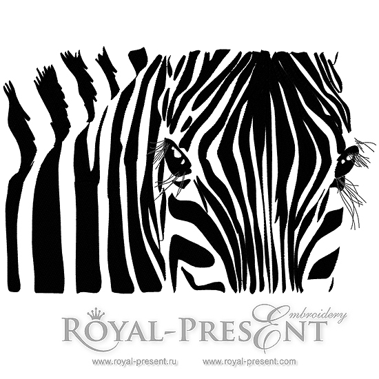Machine Embroidery Design Zebra - 3 sizes RPE-1066