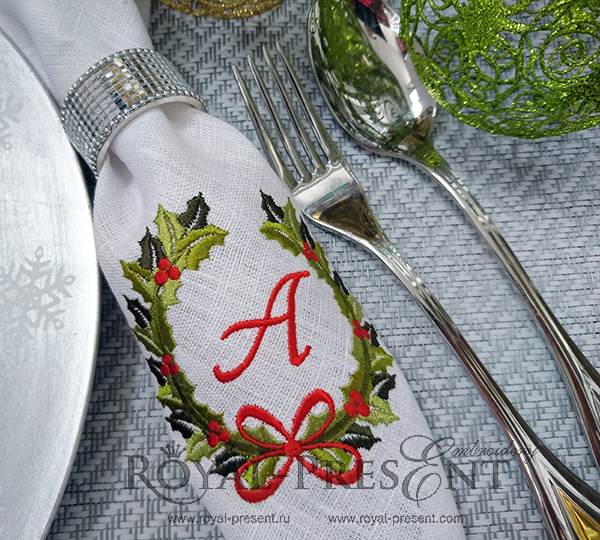 Machine Embroidery Design Christmas Monogram Blank RPE-933