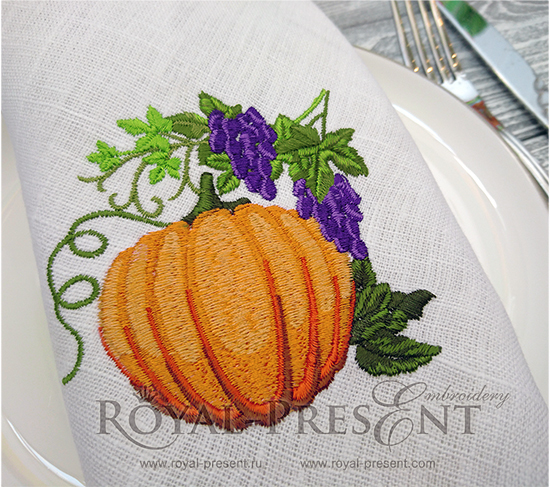 Free Machine Embroidery Design Pumpkin and Grape Free Machine Embroidery Design Pumpkin and Grape