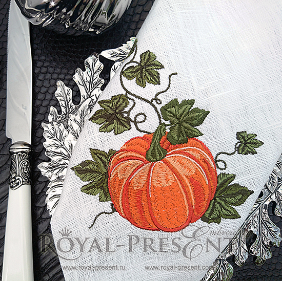 Machine Embroidery Design Elegant Pumpkin RPE-1073
