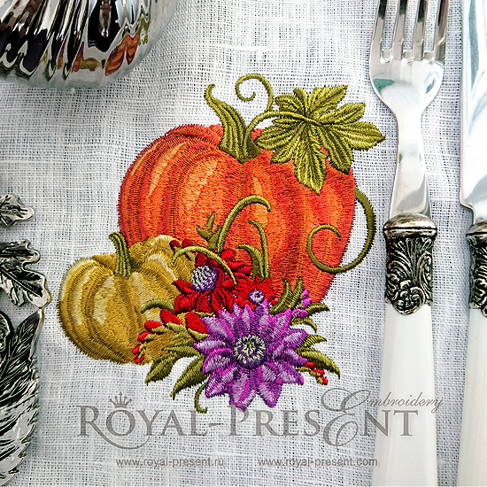 Machine Embroidery Design Elegant Pumpkins RPE-1076