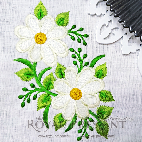 Daisies Machine Embroidery Pattern RPE-628