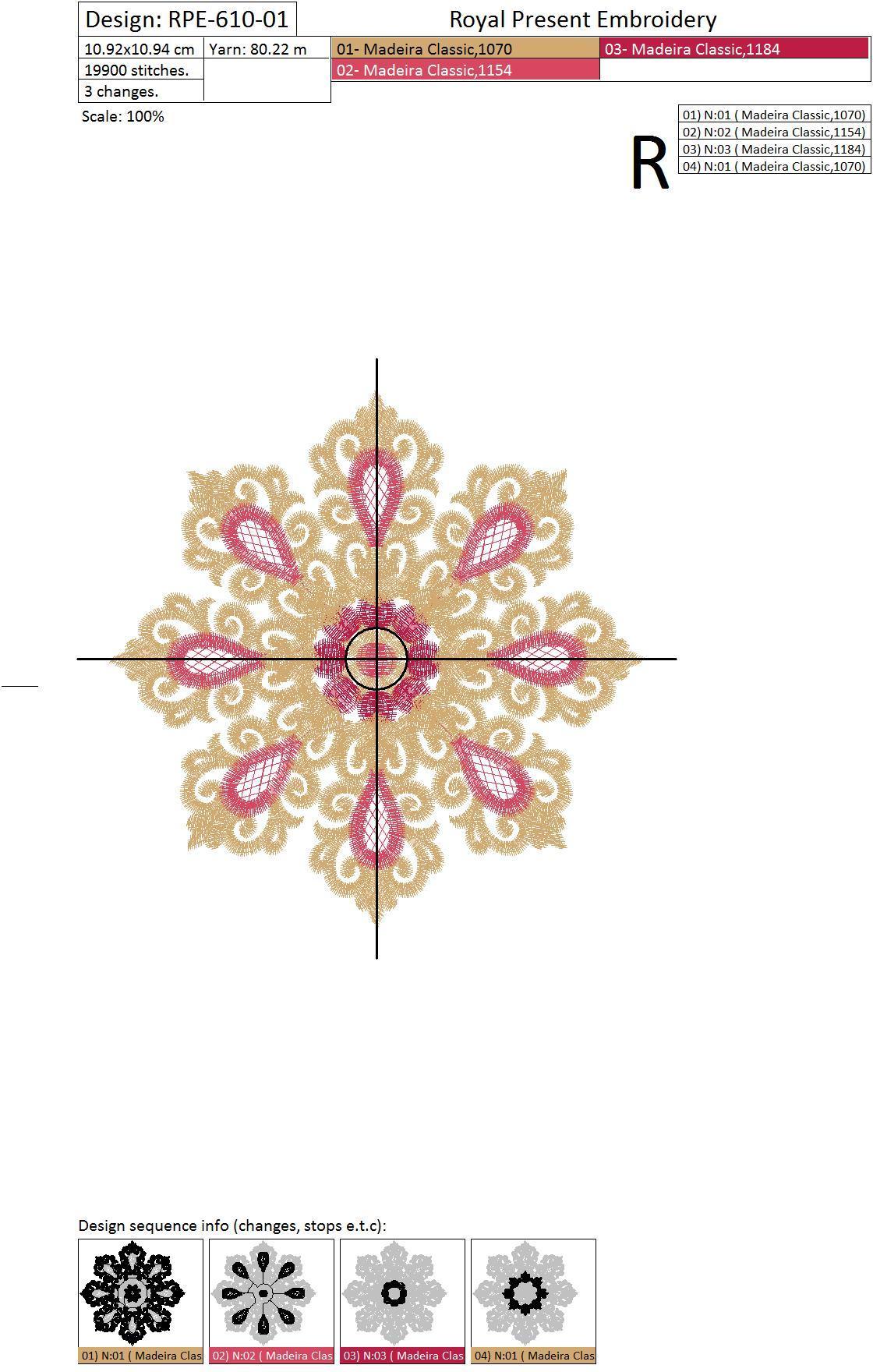 Machine Embroidery Design Abstract gold snowflake - 2 sizes