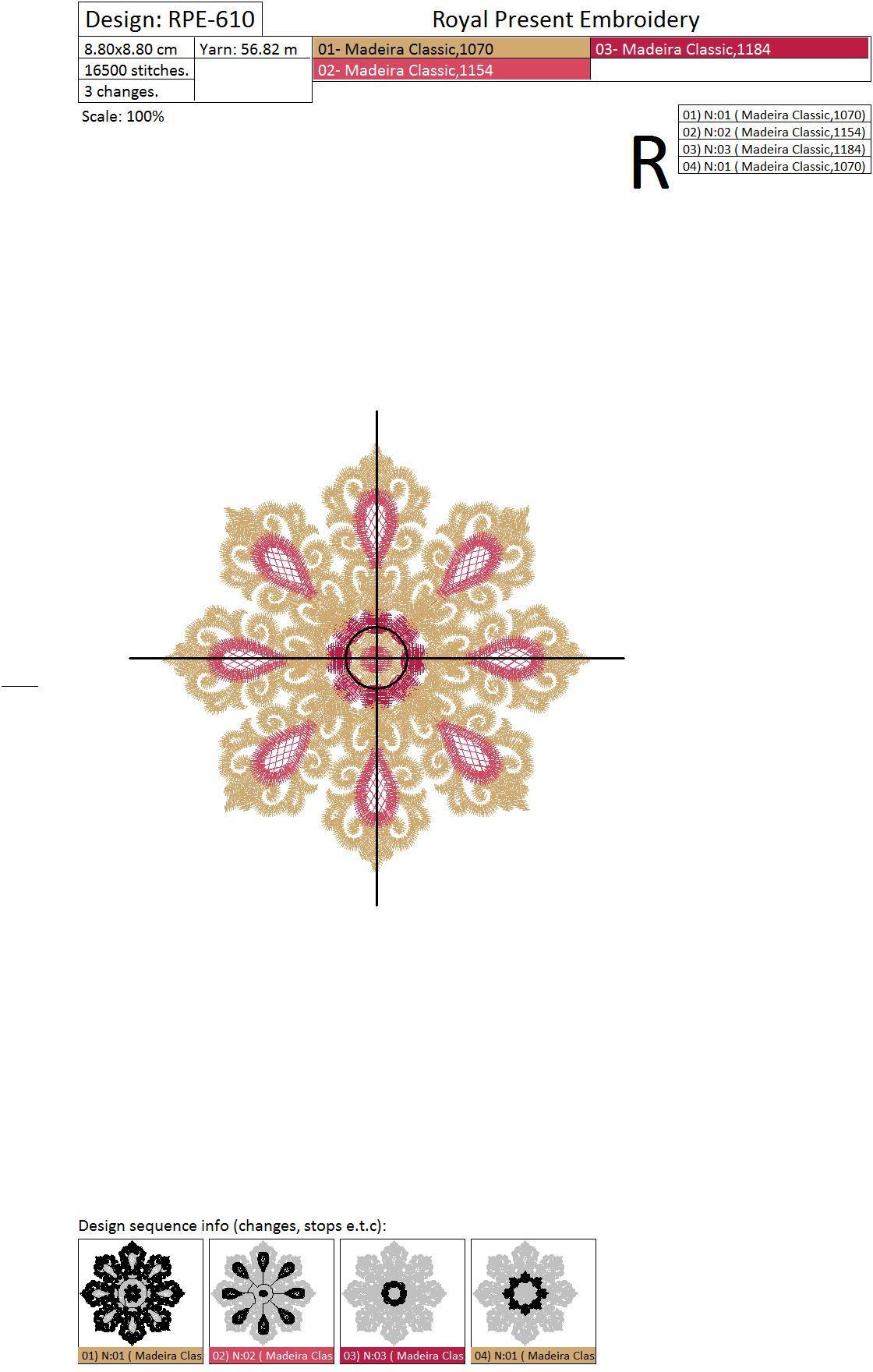 Machine Embroidery Design Abstract gold snowflake - 2 sizes
