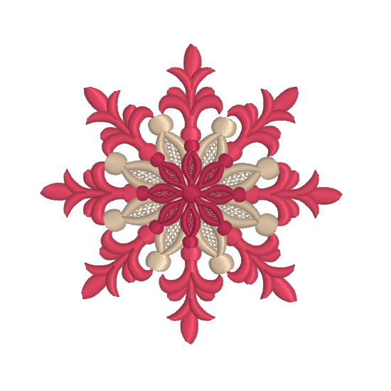 Red Snowflake Machine Embroidery Design - 3 sizes