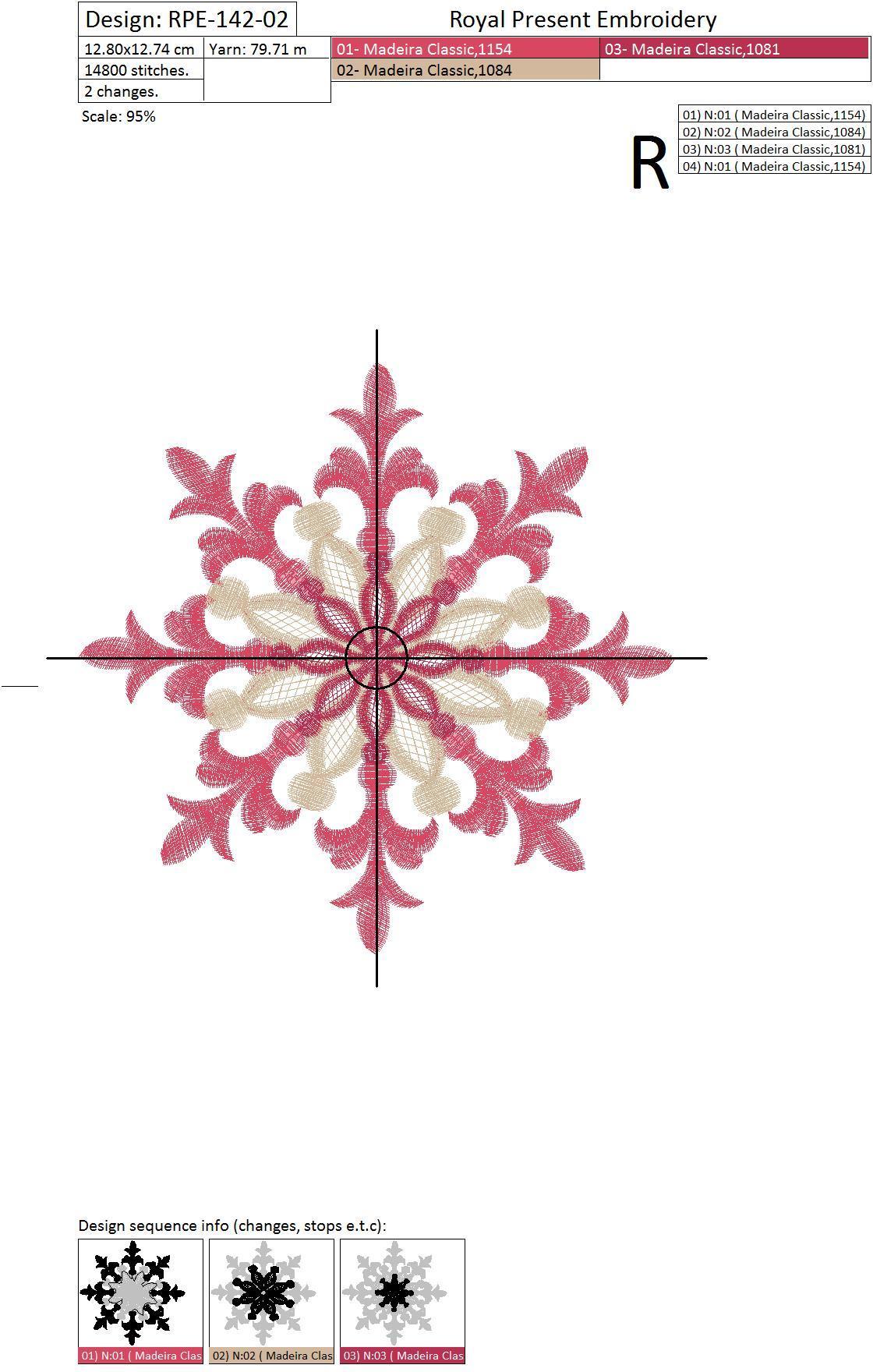 Red Snowflake Machine Embroidery Design - 3 sizes